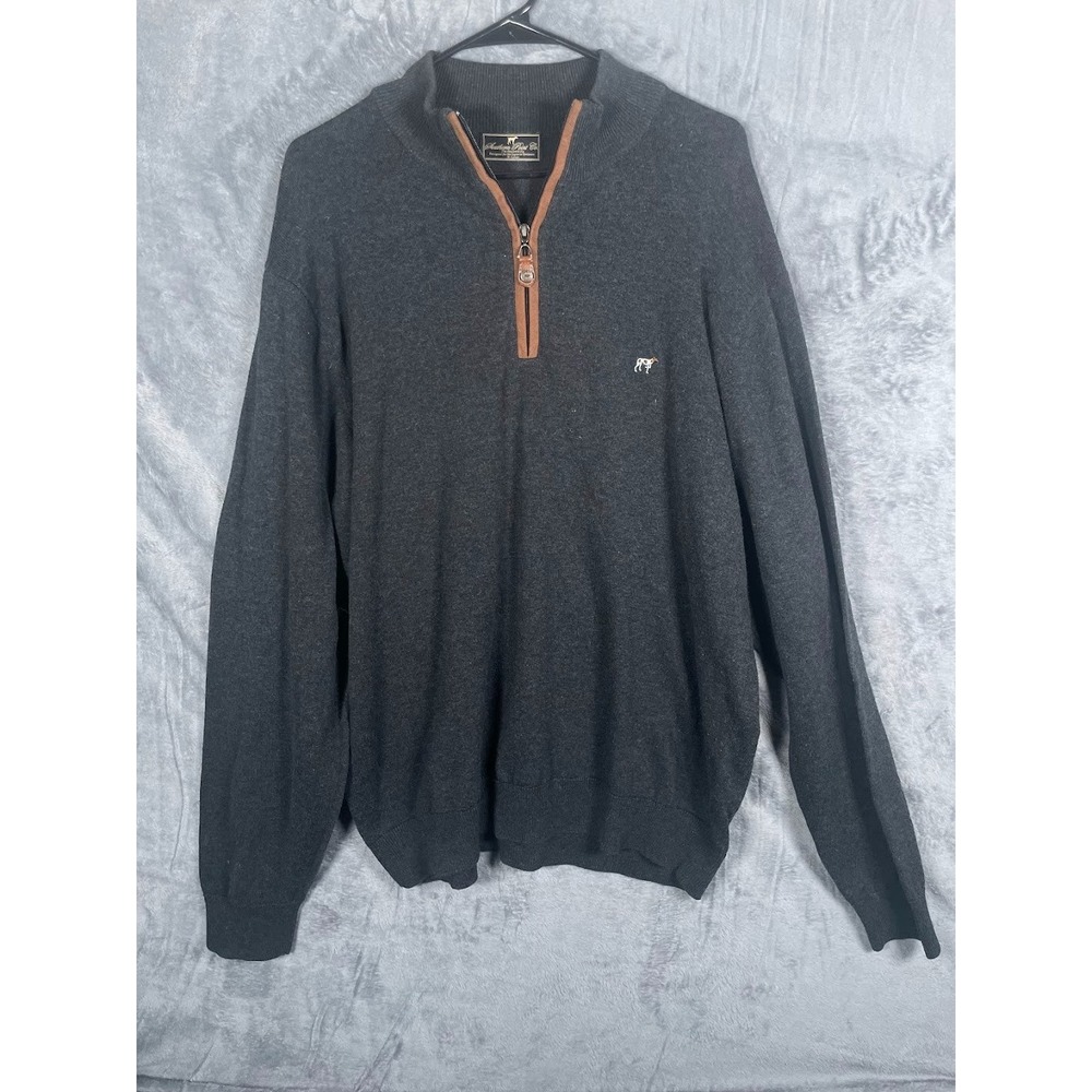 Southern Point Co Men's 1/4 Zip Hayward Pullover Sweater Black Gray Size XL